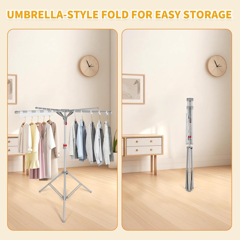 Drtenvd Tripod Clothes Drying Rack, Foldable Portable Drying Rack Clothing Height Adjustable, 2025 Upgraded Collapsible Standing Drying Rack for Indoor/Outdoor Clothes Towel Drying - Image 5